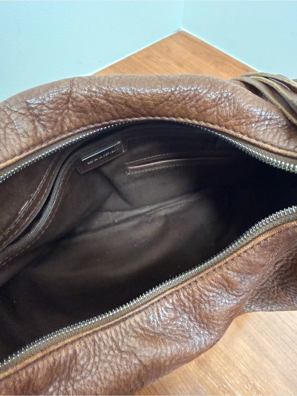 Banana Republic Vintage Brown Pebbled Leather Hobo Bag Braided Strap Tassel